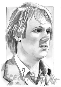 A pencil drawing of Peter Davison as Doctor Who.
