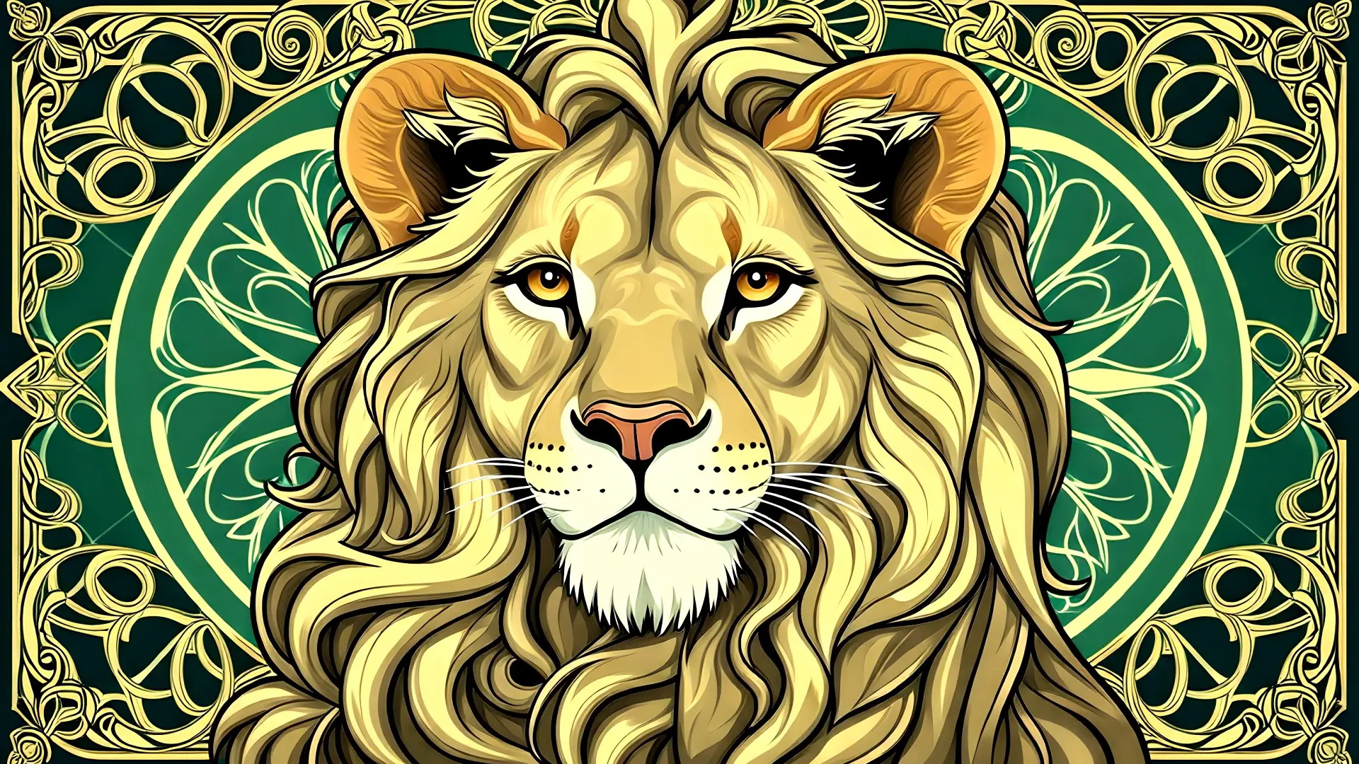 Leo the Lion in a Celtic Art Nouveau style