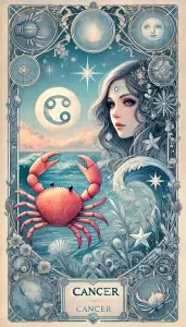 Cancer zodiac sign as tarot card