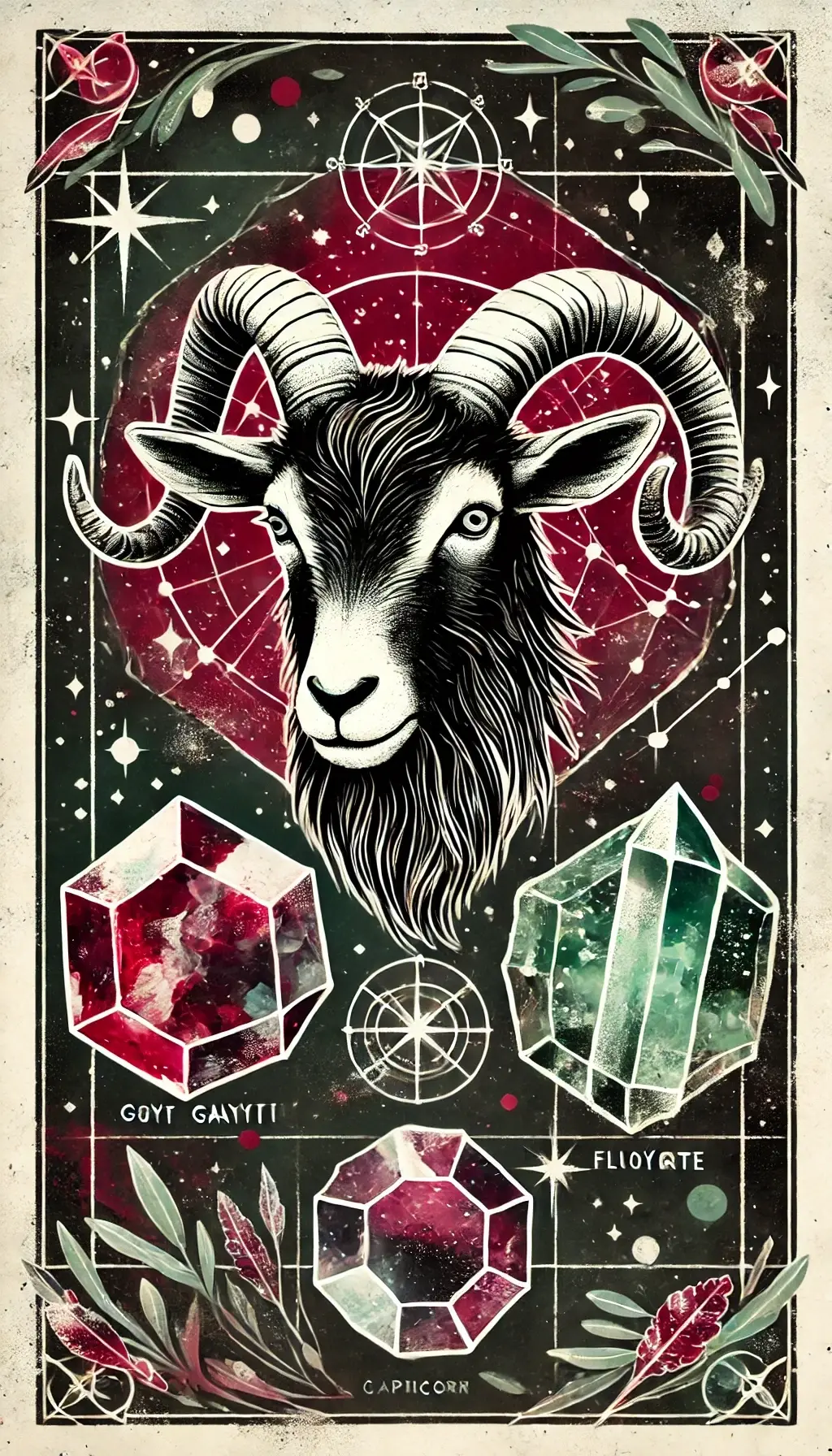 Crystals and Capricorn zodiac sign.