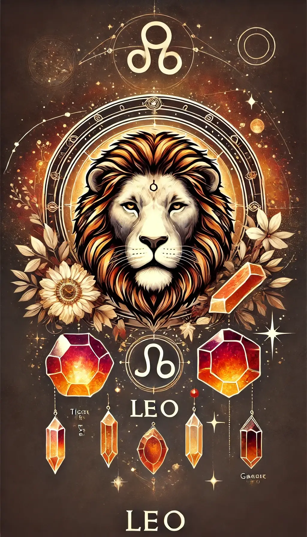 Crystals and Leo zodiac sign.