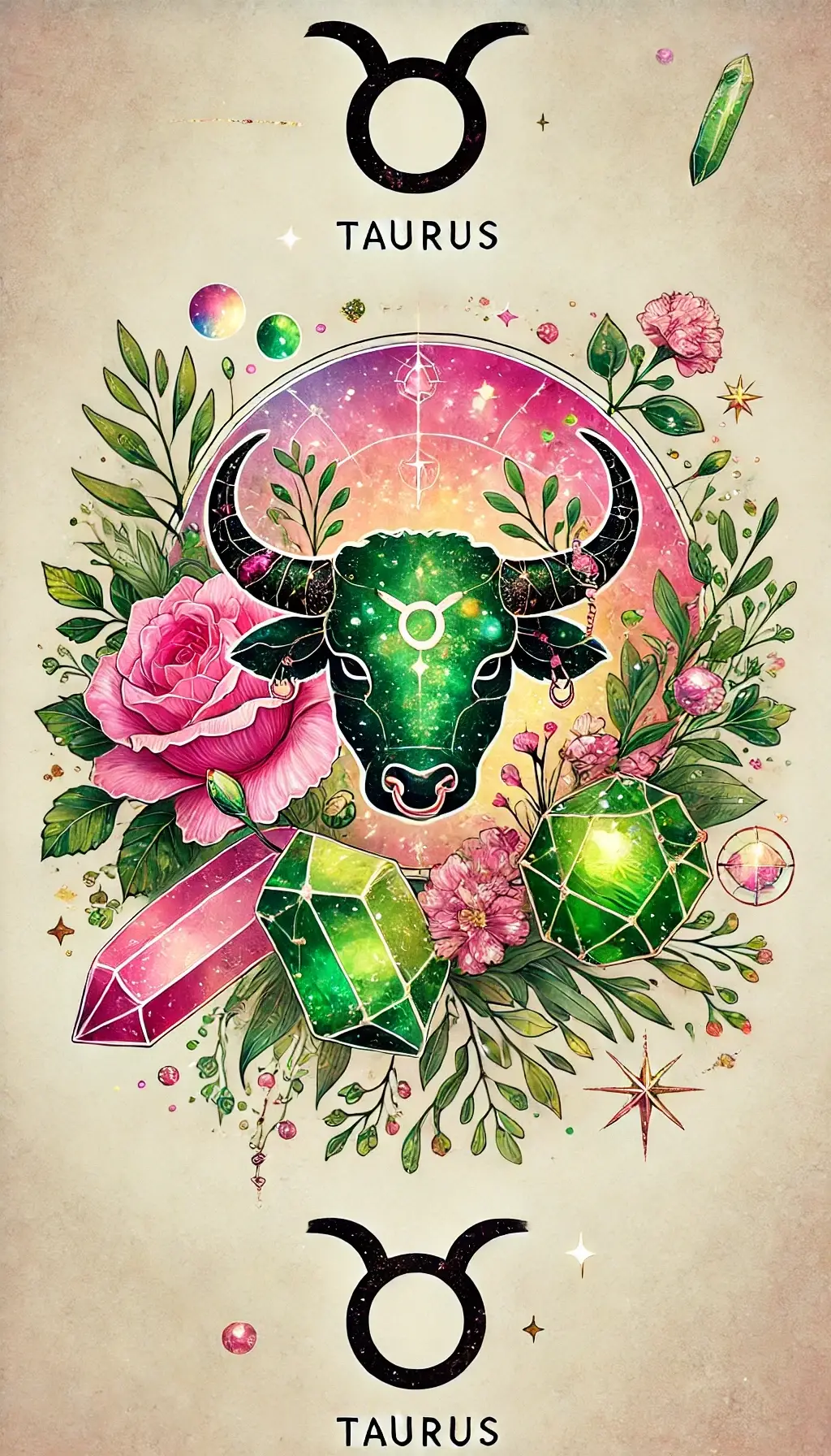 Crystals and Taurus zodiac sign.