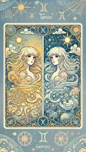 Gemini zodiac sign as tarot card