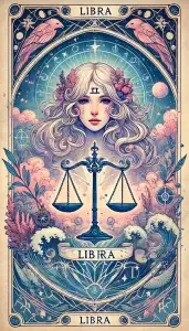 Libra zodiac sign as tarot card