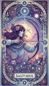 Sagittarius zodiac sign as tarot card