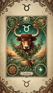 Taurus zodiac sign as tarot card