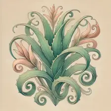 Art Nouveau illustration of an Aloe Vera plant with fleshy, pointed leaves.