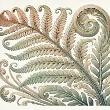 Art Nouveau illustration of a Boston Fern with soft, arching fronds.