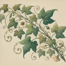 Art Nouveau illustration of English Ivy with trailing vines and lobed leaves.