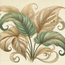 Art Nouveau illustration of a Prayer Plant with distinctive, patterned leaves.