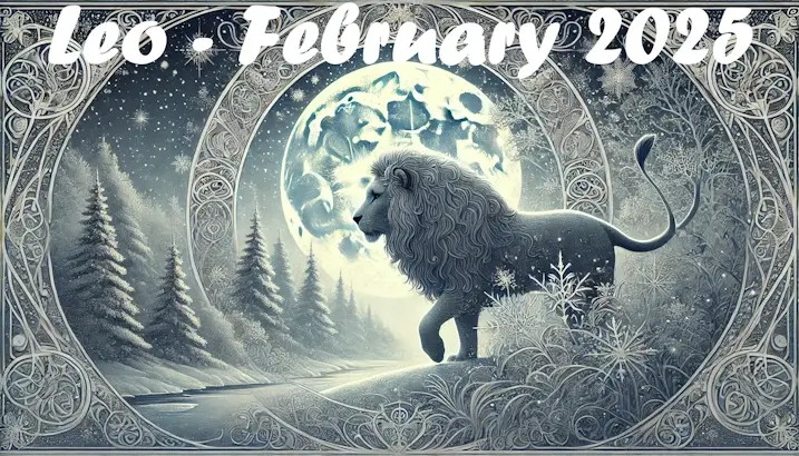 Leo walks through a snowy February landscape under the light of a full moon.