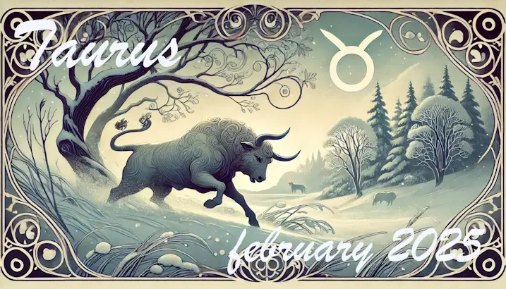 Taurus the Bull playing in the snow.
