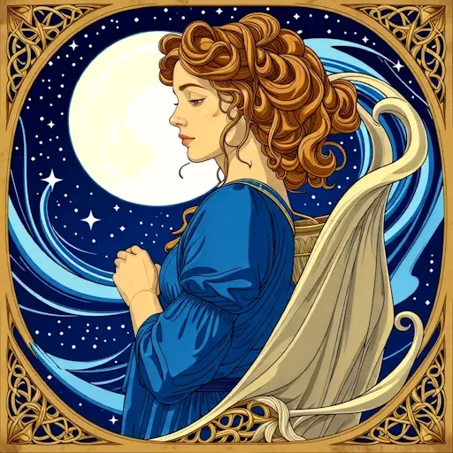 Aquarius serenely carries the water across time and space