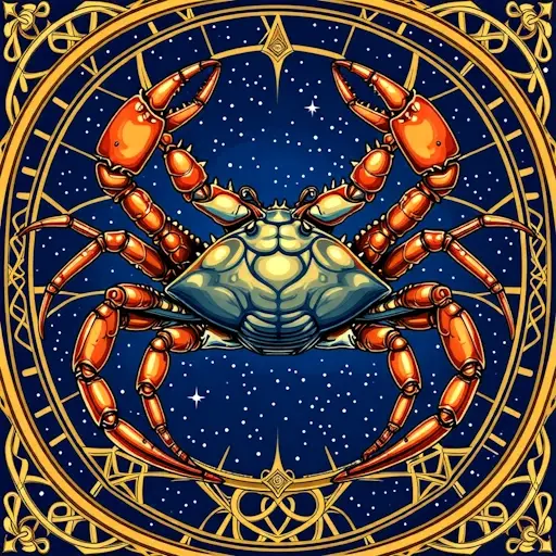 Cancer the Crab against a star field.