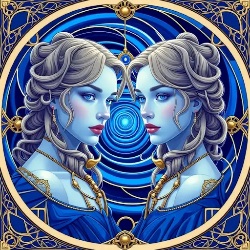 The Gemini Twins depicted in a science fiction style.