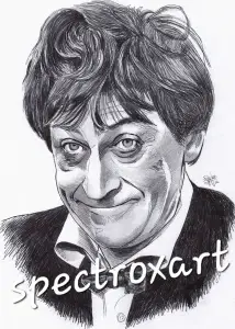 A pencil drawing of Patrick Troughton as Doctor Who.