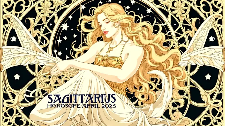 An abstract depiction of Sagittarius in a Celtic Art Nouveau style