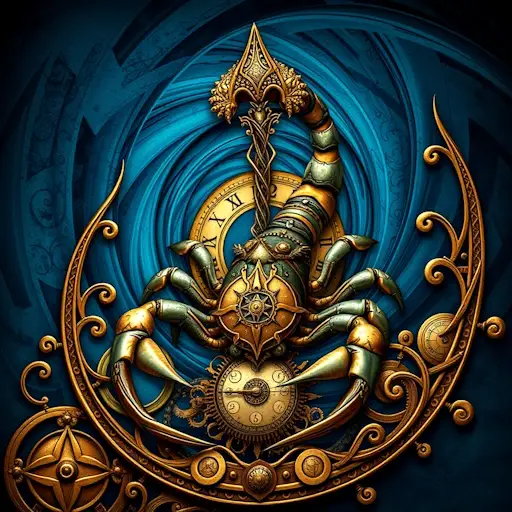 A steampunk scorpion adrift in the time vortex