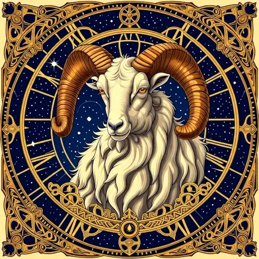 Aries the Ram with fantasy clockworks