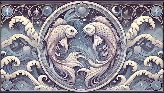 Pisces fish in a decorative Art Nouveau style