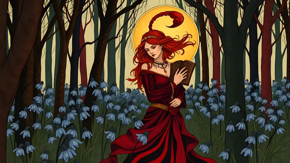 Scorpio walks through the forest.