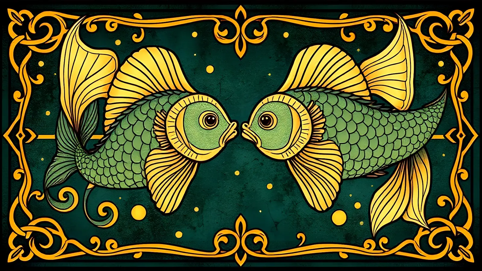 Two ornate fish meet face to face
