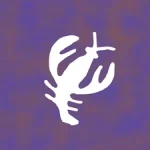 A cloudy purple background with a cave-painting style depiction of the Cancer zodiac sign.