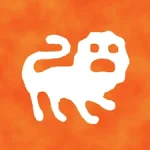 A cloudy orange background with a cave-painting style depiction of the Leo zodiac sign.