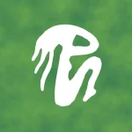 A cloudy green background with a cave-painting style depiction of the Virgo zodiac sign.