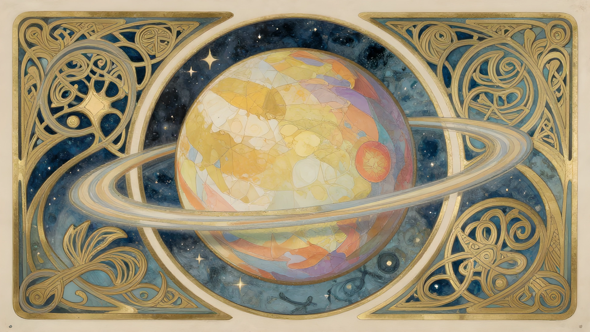 The planet Neptune depicted in a Celtic Nouveau style